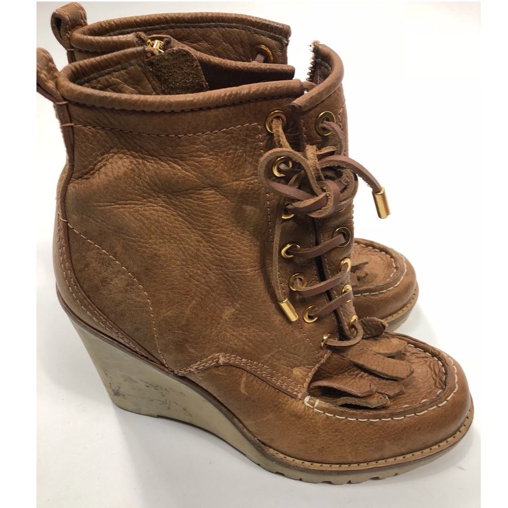 COPY - COPY - Tory Burch Leather Wedge Booties Si…